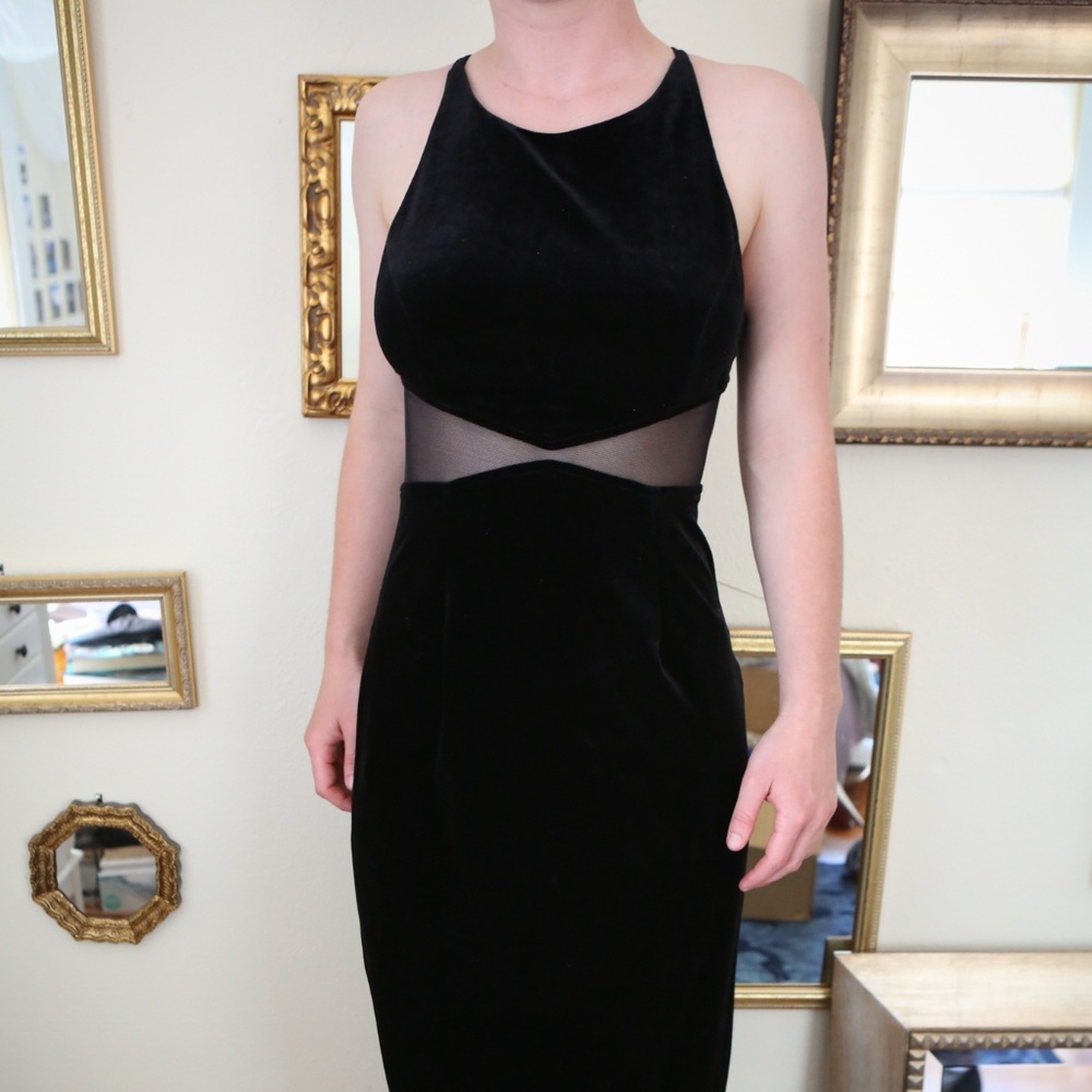 Velvet Mesh Maxi Dress